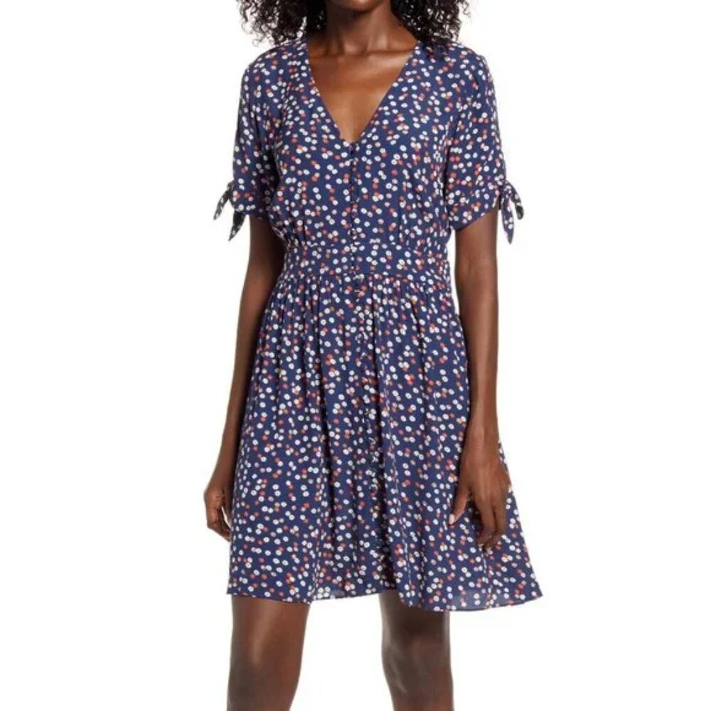 Madewell Tie‎ Sleeve Button Front Mini Daisy Dress Sz: 6